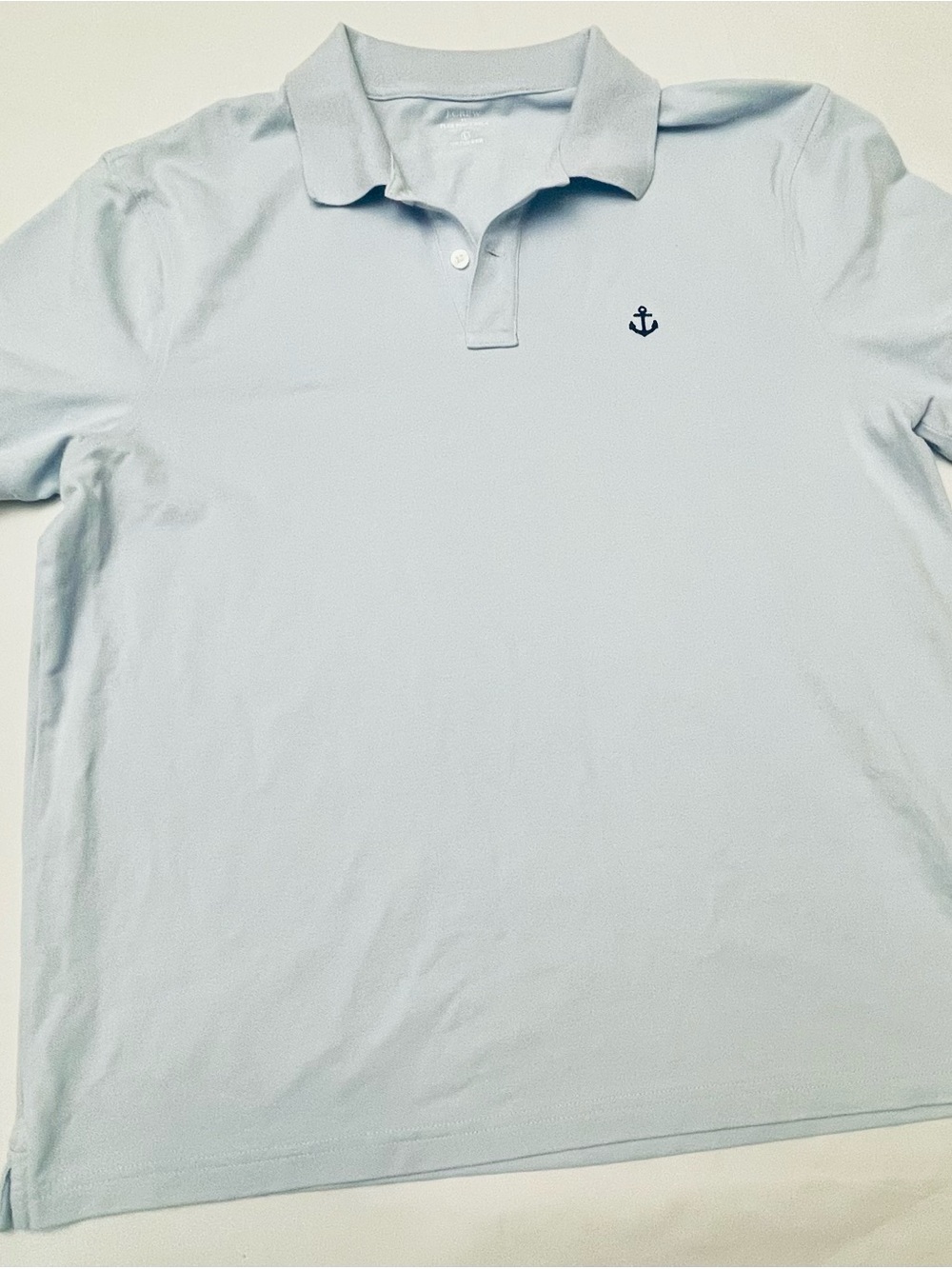 J. Crew Light Blue Polo with Navy Anchor Embroidery